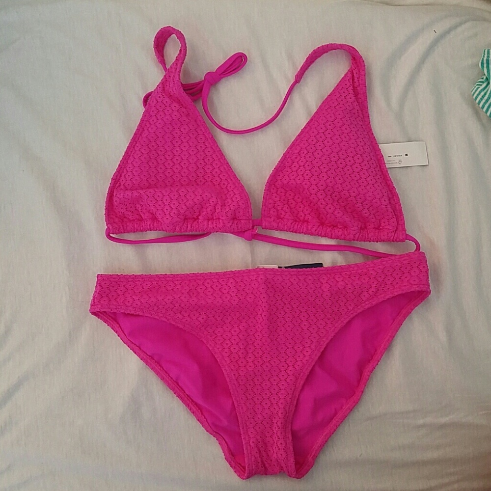 NWT Pink Crochet Triangle Bikini